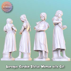 Baroque Garden Statue Woman with Cat