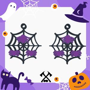 Earrings/Halloween Earrings- Spider Web with Spiders