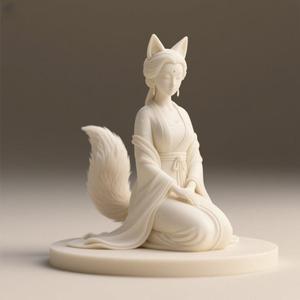 1149 Fox Spirit Woman in Pu Song Ling Style, beast, magic, creature, fantasy, wood, base, sword, warrior, wild, cat, monster, fox, godzilla, fair, witch, werewolf, horror, beast, gothic, troll
