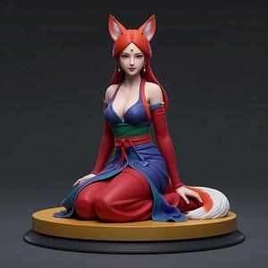 1264 COLORFUL Fox Spirit Woman in Pu Song Ling Style, beast, magic, creature, fantasy, wood, base, sword, warrior, wild, cat, monster, fox, godzilla, fair, witch, werewolf, horror, beast, gothic, troll