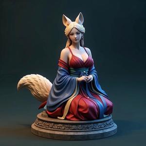 1178 COLORFUL Fox Spirit Woman in Pu Song Ling Style, beast, magic, creature, fantasy, wood, base, sword, warrior, wild, cat, monster, fox, godzilla, fair, witch, werewolf, horror, beast, gothic, troll