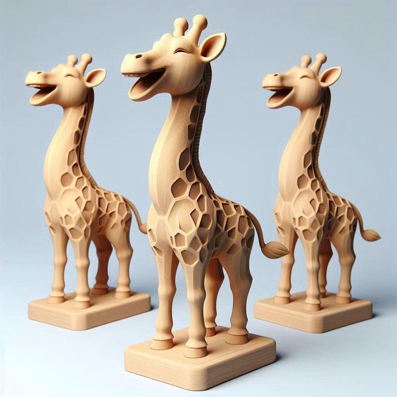 022 Laughing Giraffe - Full-Figure 3D-Printed Wooden Statue, sculpture, creature, magic, collectible, witch, dinosaur, wooden, knight, viking, dragon, dnd, cat, monster hunter, dog, monster, totem, totemic