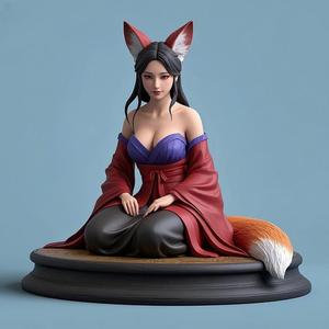 1426 COLORFUL Fox Spirit Woman in Pu Song Ling Style, magic, dragon, fantasy, wood, gnome, gorgon, warrior, wild, fox, monster, cat, dog, fair, witch, werewolf, horror, beast, gothic, troll