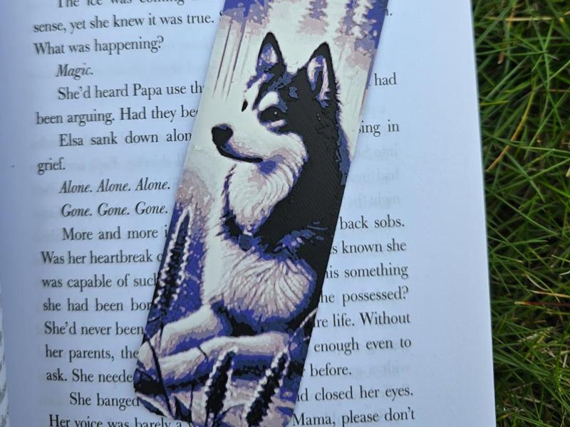 Violet Husky 3D Printed Bookmark