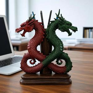 Double headed dragon pen holder