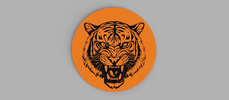 Angry Tiger Head Logo Coaster