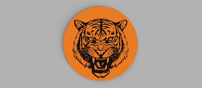 Angry Tiger Head Logo Coaster