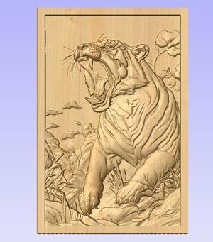 Roaring Tiger Relief STL – Majestic CNC Wood Carving File for Bold Wildlife Decor