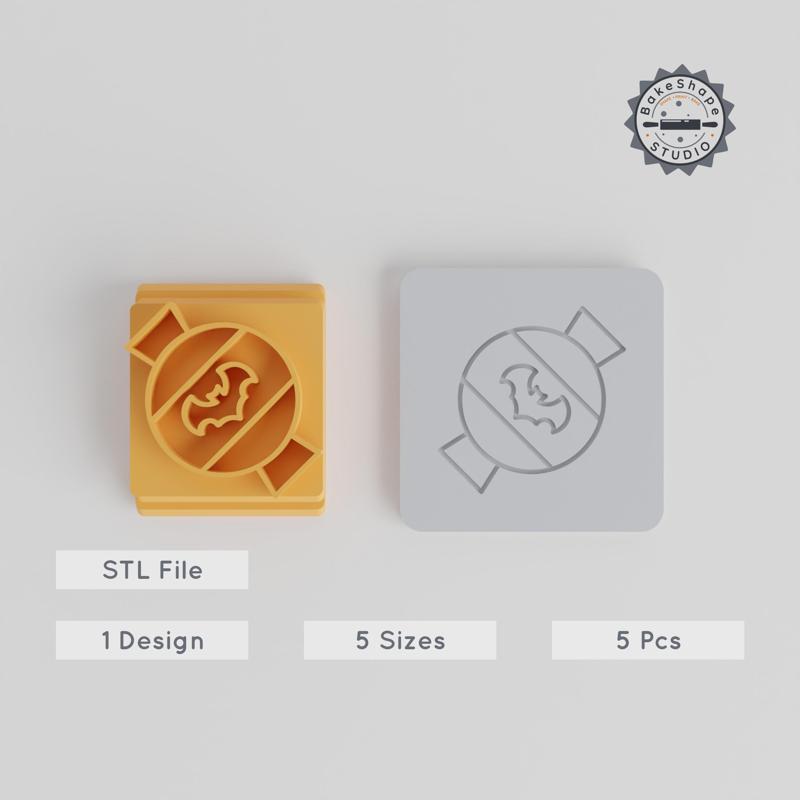 Candy Stamp Tile Set, 5 Sizes, Perfect for Clay, Cookies & Fondant, Halloween Party Decoration