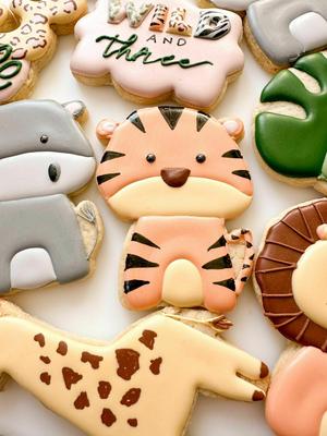 Set of 4 Tiger/Hippo Cookie Cutter - Mod Safari Jungle Animals - Sharp edges for a clean cut!