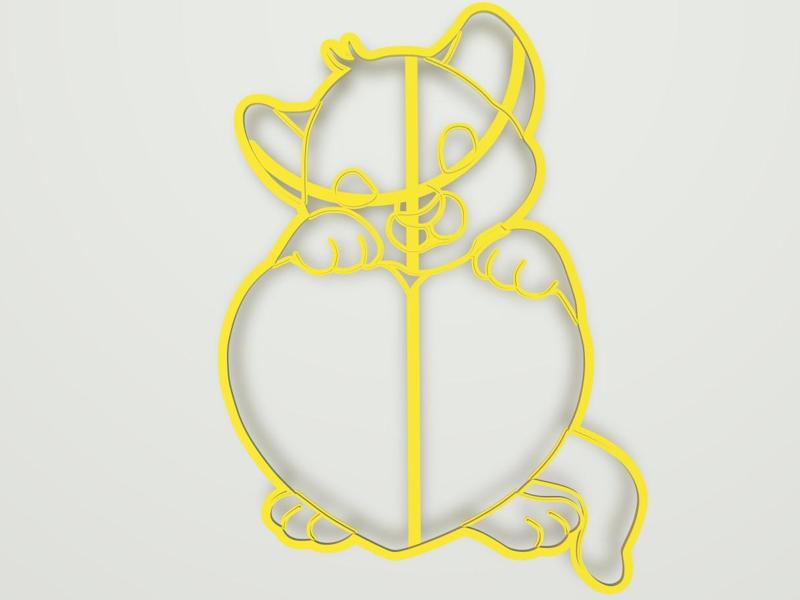 Tiger and heart Cookie cutter