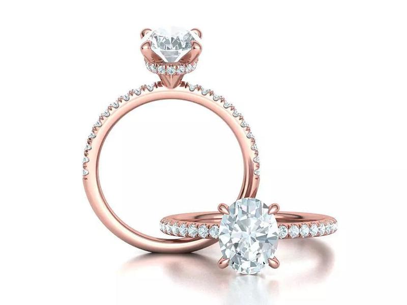 Classic Diamond Engagement ring Oval Stone 3dmodel