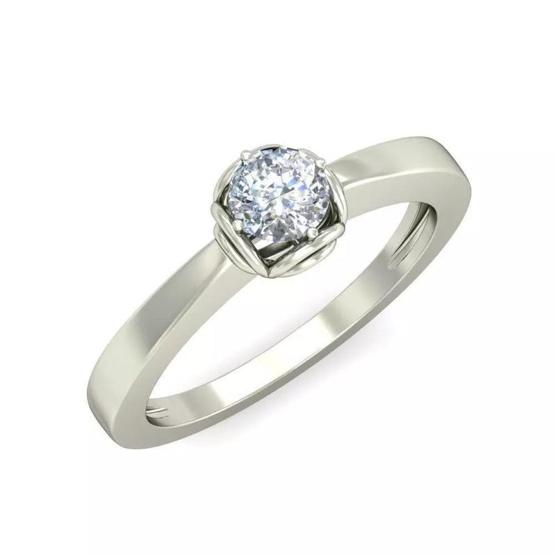 Contemporary Platinum Solitaire Diamond Engagement Ring