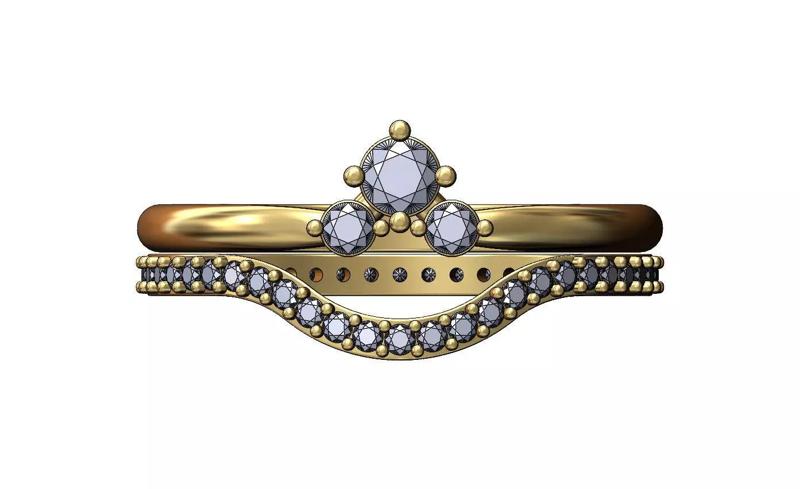 Curved eternity guard crown diamond cluster ring US size 7