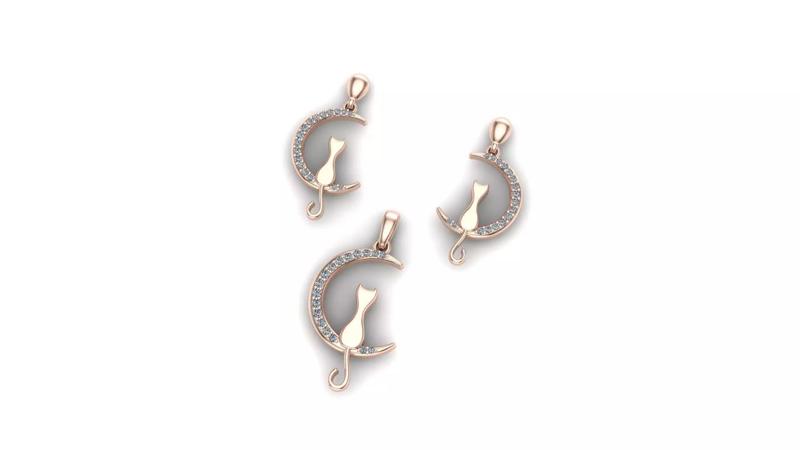 cat pendant- cat earrings