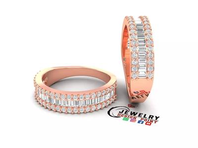 Custom Baguette Single Row Band - Baguette Single Row Band