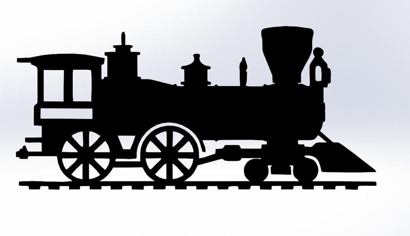Classic Train Locomotive Line Art