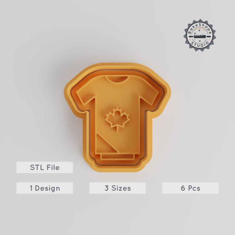 Shirt Shape Cutter & Stamp Set, Perfect for Cookies & Fondant, Includes 6 Pieces, Sizes S/M/L