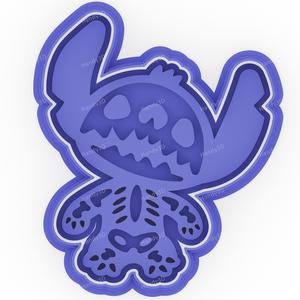 Halloween Stitch Skeleton Cookie Cutter & Stamp - Chibi Style (9 cm)