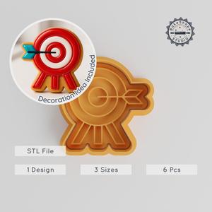Target Shape Cutter & Stamp, Cookie & Fondant Tool Set, S/M/L Sizes, Bullseye, Archery, Dartboard Design