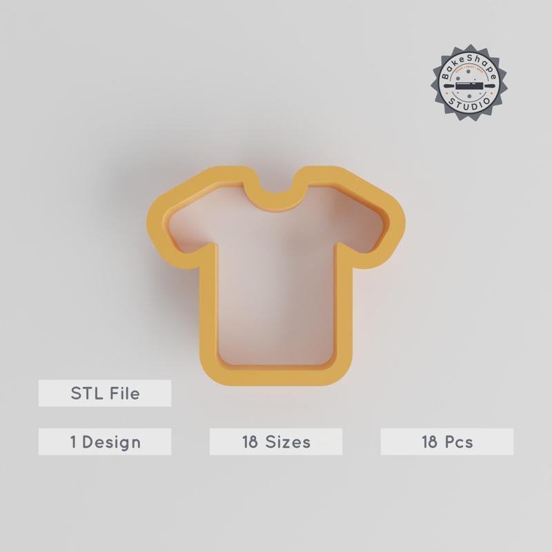 18-Piece T-Shirt Shape Cutter Set, Sizes 0.75" - 5.00", Ideal for Cookies, Fondant & Clay