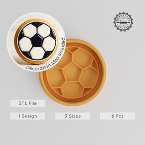 Football Shape Cutter & Stamp, Cookie & Fondant Craft Set, 3 Sizes S/M/L, Sports Ball Decor