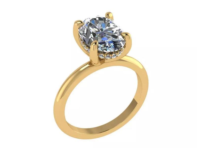 Ring500 gold engagement ring with oval cut diamond