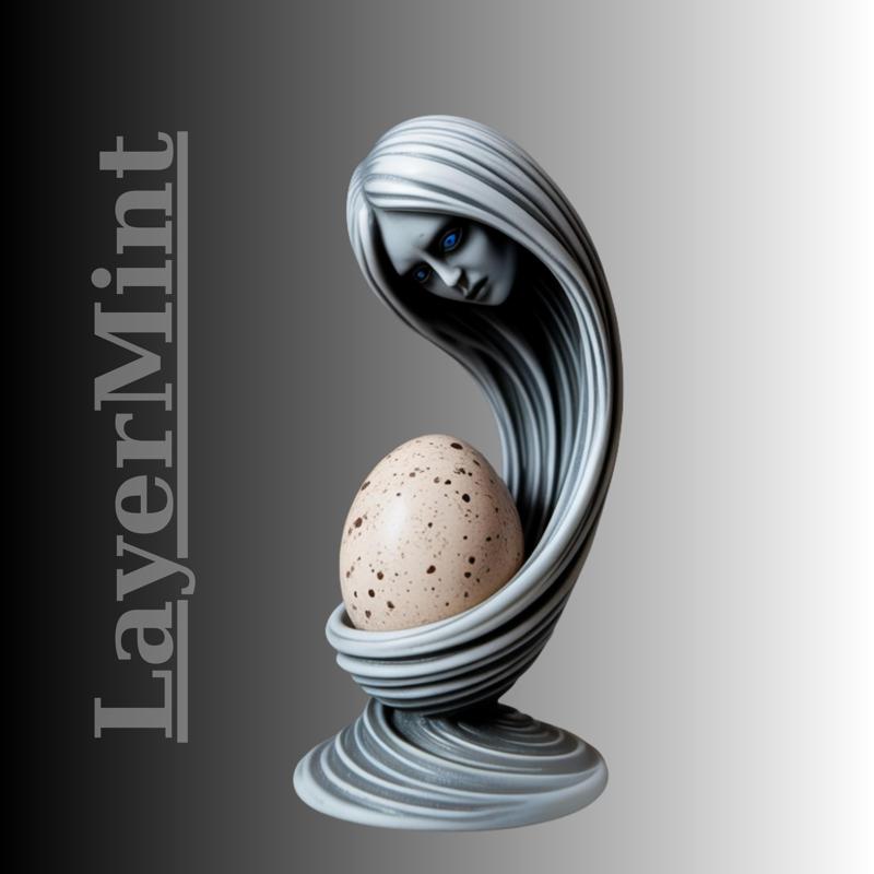 Elegant Woman Bust Egg Holder – Artistic 3D Printable Sculpture (STL File)