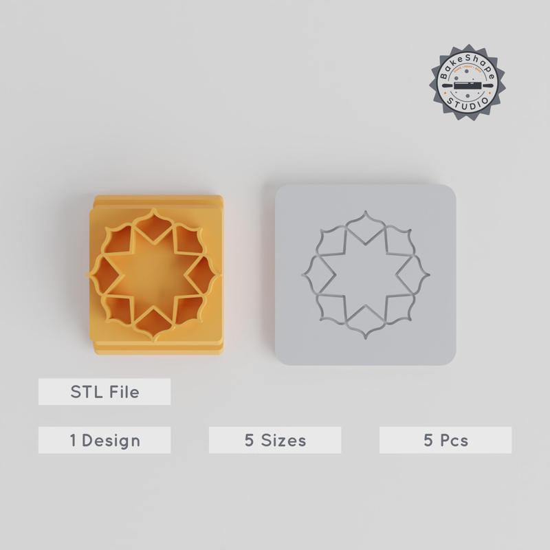 Mandala Stamp Tile Set, 5 Motif Sizes 20-40mm, Perfect for Clay, Cookies & Fondant, Oriental Design, Intricate Circular Pattern
