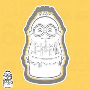 Minions / Despicable Me cookie cutters - Minion (Otto) with birthday cake (style 9)
