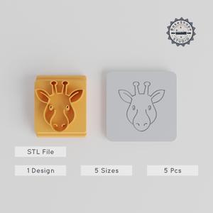 Giraffe Stamp Tile Set, 5-Sizes, Wildlife Clay & Cookie Decoration Tool Collection