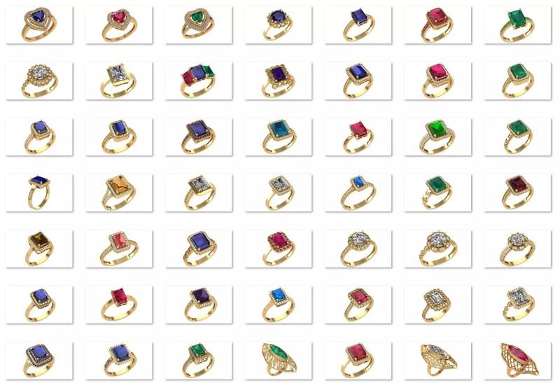 49 Gemstone Ring 3dm models pack