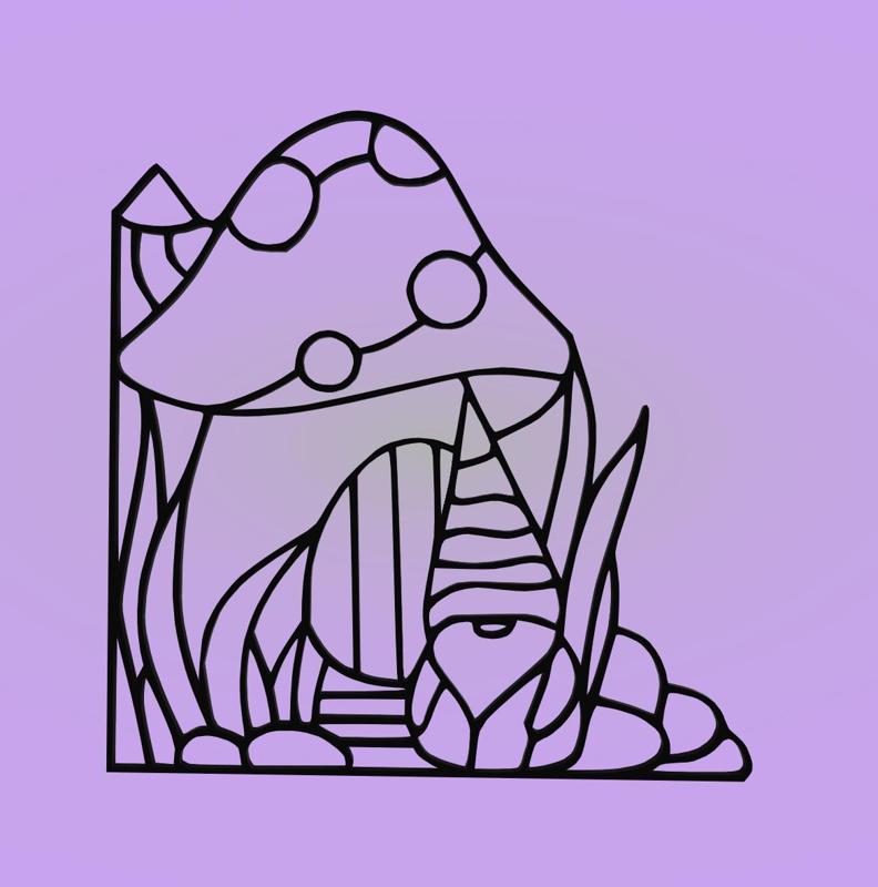 Decorative mural, panno, stained glass pattern, dwarf