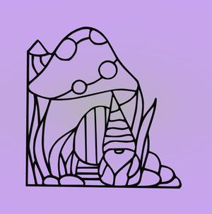 Decorative mural, panno, stained glass pattern, dwarf