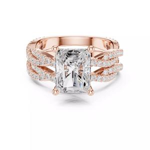 9x7mm Radiant Cut Diamond Twisted Wedding Ring Set 3DM STL Video