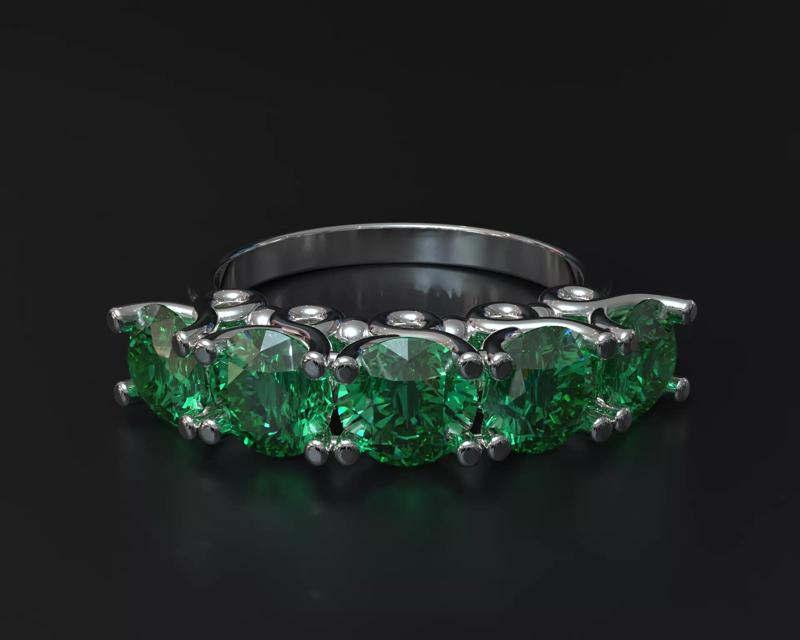 5-Stone Ring Design  Elegant Band Style  STL  3DM Jewelry Model