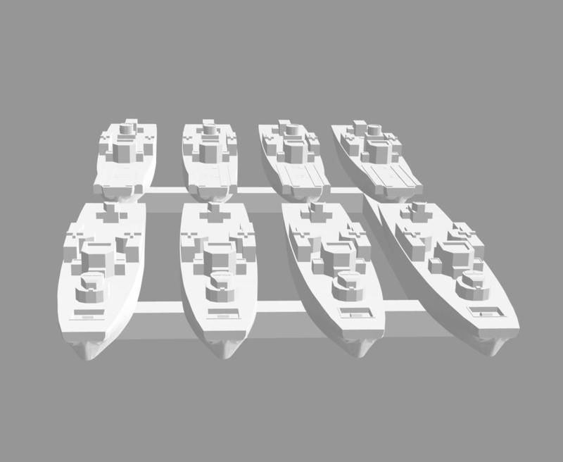 2x4pk Fairmile H class LCI-LCLs WW2 1:2400