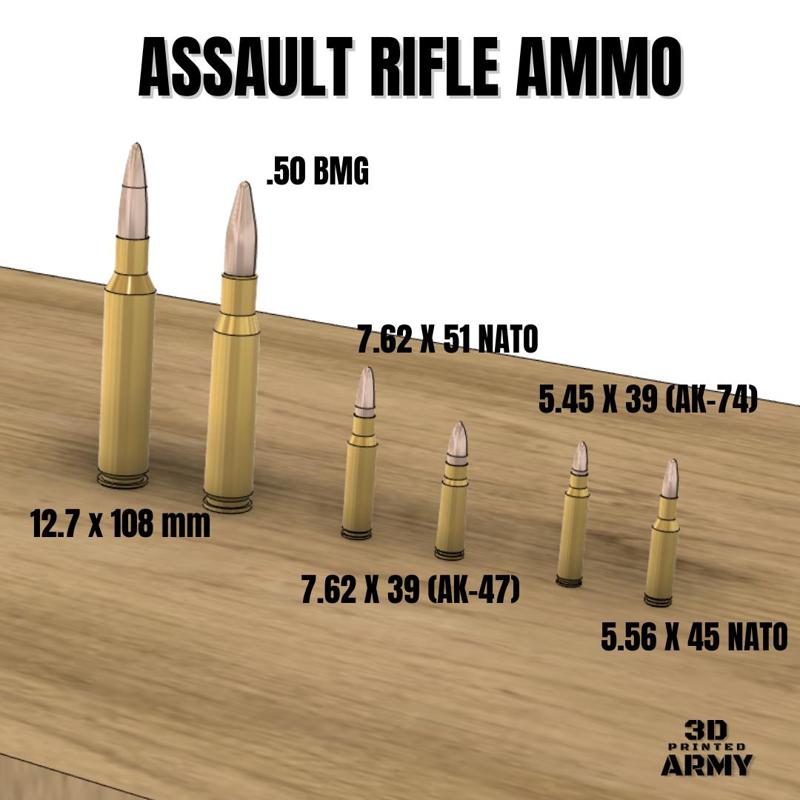 Set of Assault Rifle - 50 BMG - 5.56 x 45 NATO - 7.62 x 39 AK47