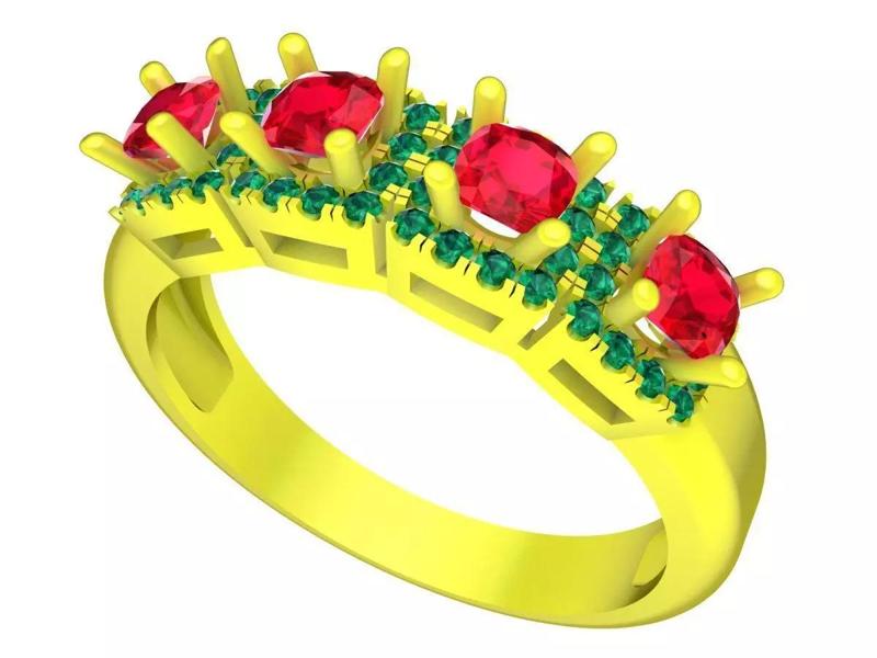 Four Stone Diamond Vintage Women Ring 3D Model A7133