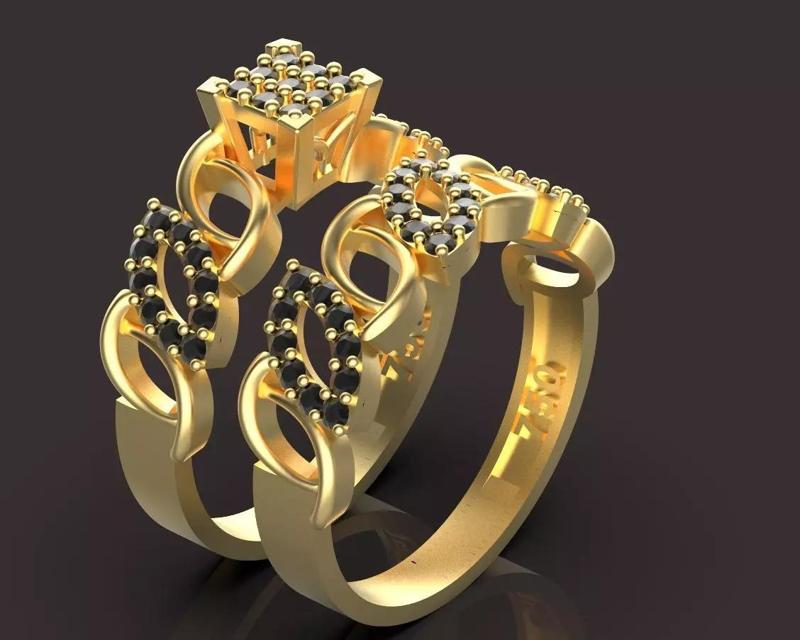 engagement ring and back Silver Gold  Print