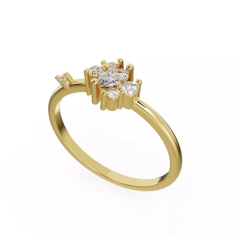 Engagement ring with marquise