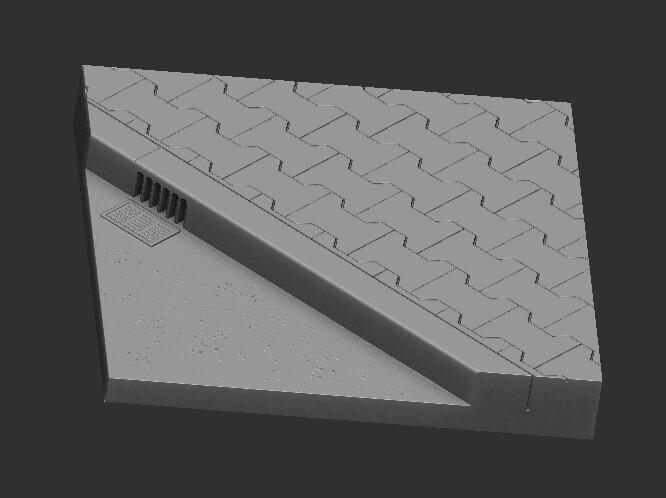 Urban sidewalk diorama