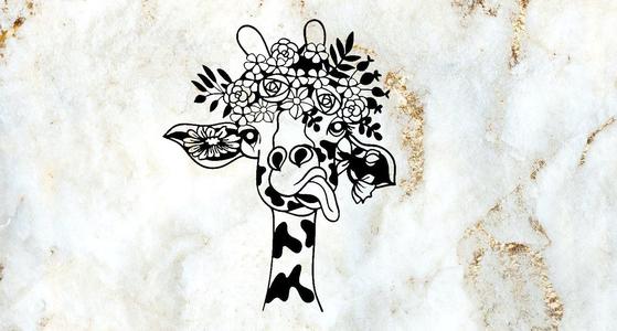 giraffe with flower wreath wall decoration wall decor wall decoration pet picture dog deco wall house Pet realistic wall art