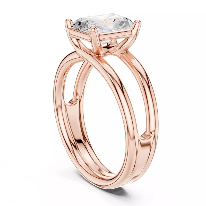 Solitaire 2CT Radiant Cut Diamond Split Shank Wedding Ring