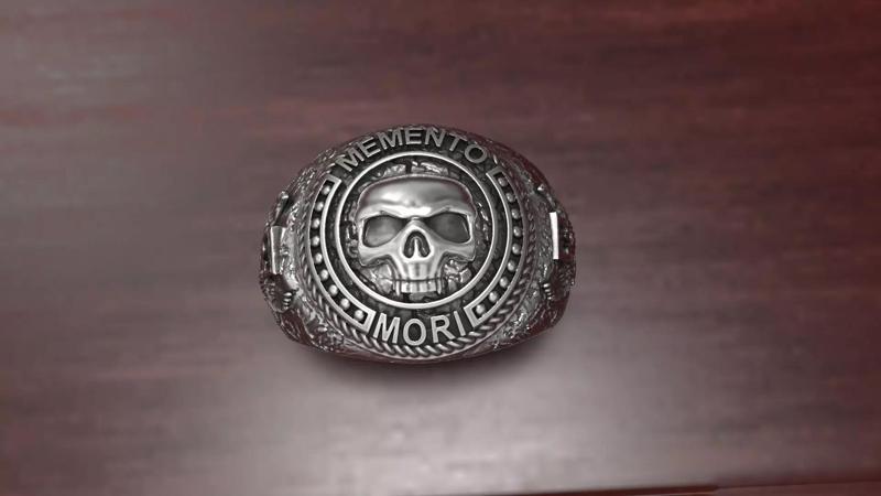 skull ring memento mori men ring