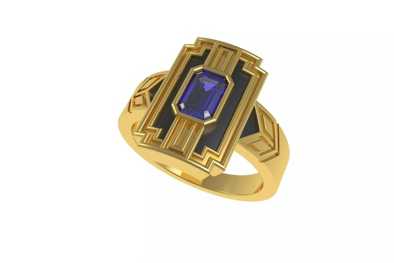 Emerald Diamond Art Deco Ring