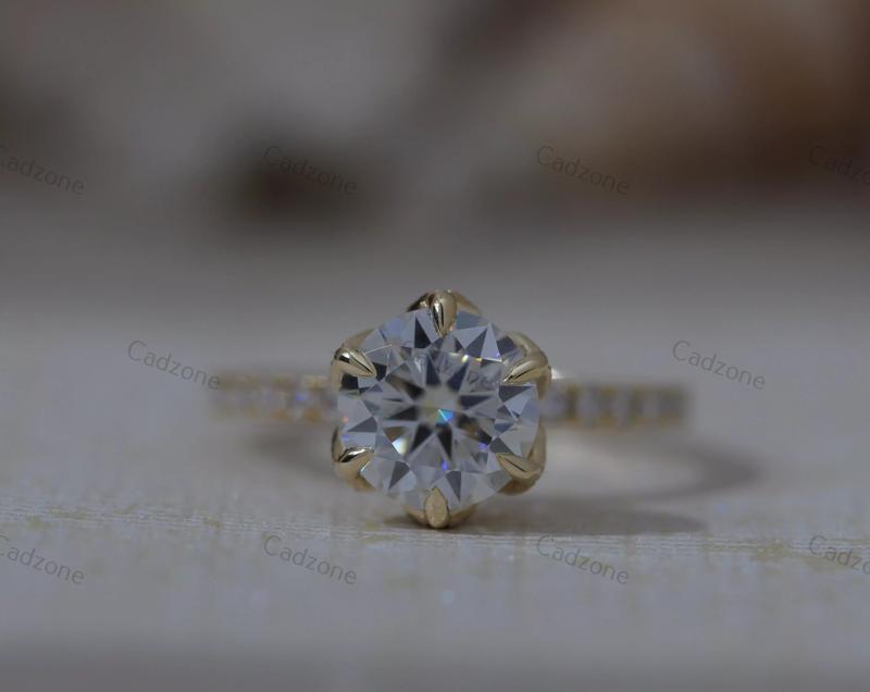 Elegant Gold Diamond Engagement Ring- 3D Model