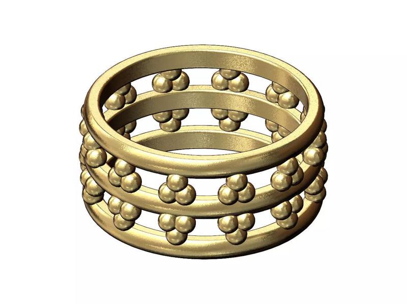 Double rouw triple bead motif band US sizes 6to9