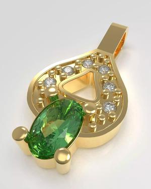 Pendant with oval gem