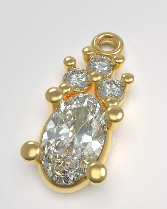Pendant with oval gem